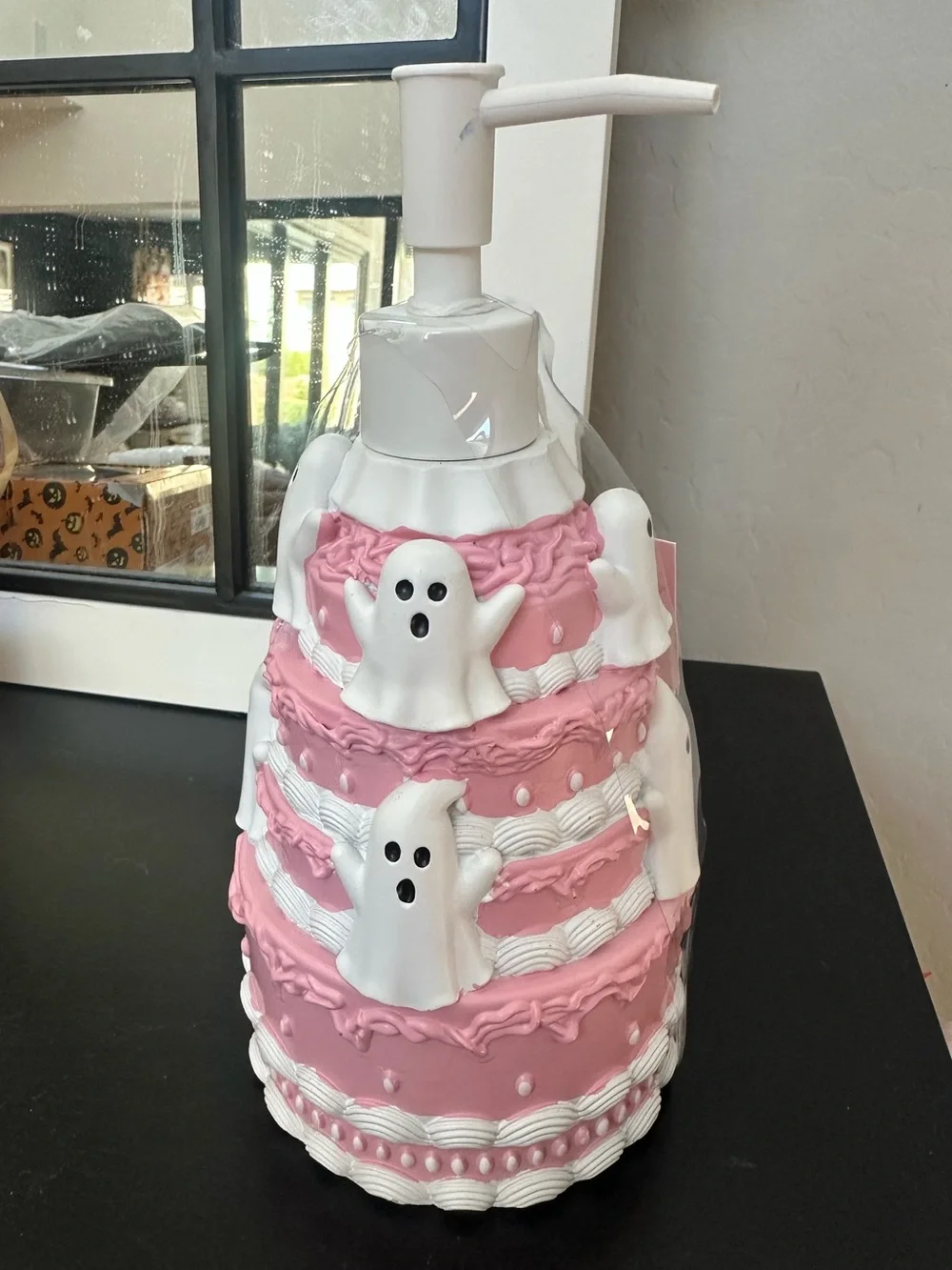 Pink Ghost Cake Halloween Soap Dispenser Hey Boo Pinkoween NWT